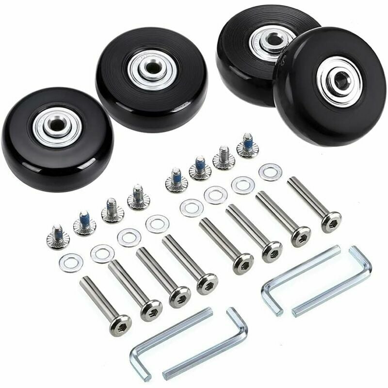 Lot De 4 Roues De Rechange Pivotantes En Caoutchouc Pour Valise, 45 X 18 Mm