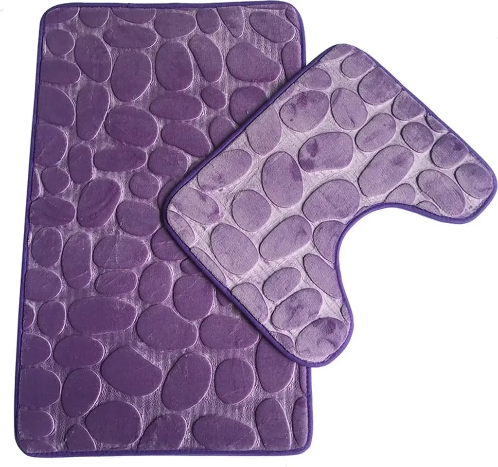 Rutschfestes Stehendes Badematten-set, Atmungsaktive Memory-schaum-badematte, Bequem, Weich, Saugfähig, Toiletten-badezimmer-teppich, Rutschfeste Stehende Unterstützung,lila-2 Pc