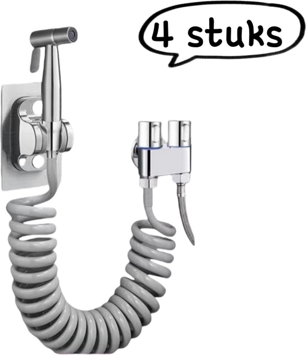Ensemble De Salle De Bain 4 Pièces Comprenant Une Douchette, Un Bidet, Un Robinet Et Une Pomme De Douche En Acier Inoxydable, Et Une Pomme De Douche Autonettoyante (aucun Perçage Requis), Gris Anthrac
