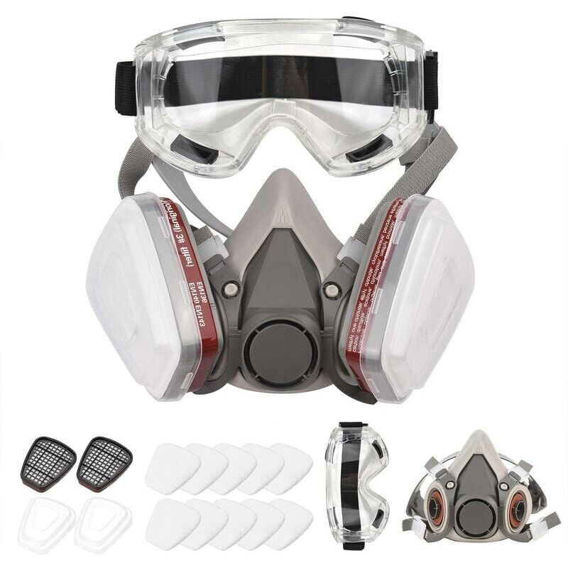 Demi Masque Respiratoire Réutilisable 6200 Avec Lunettes Pour Peinture, Vapeur Organique, Soudage, Polissage, Travail Du Bois