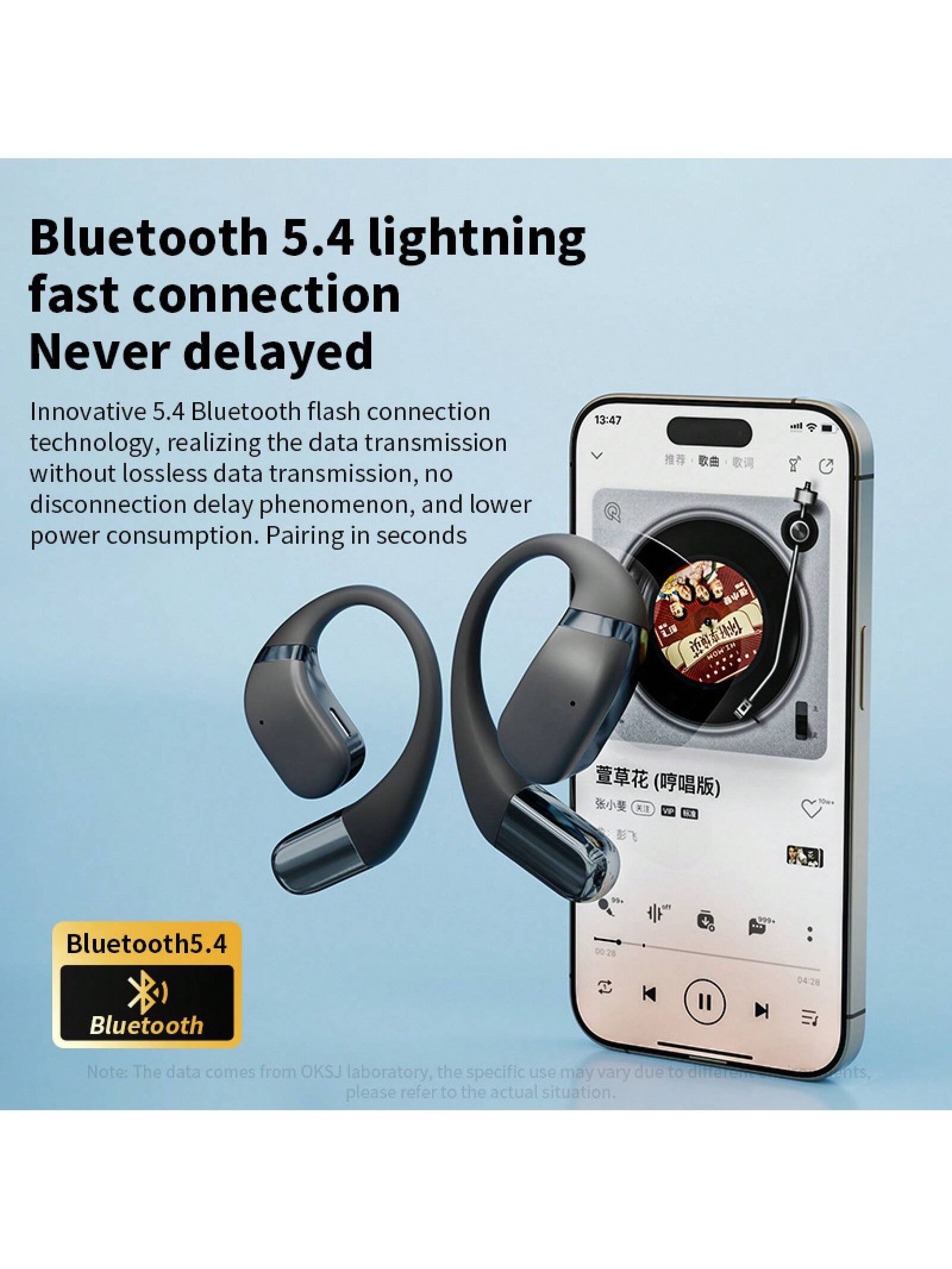 Ows Kabelloses Bluetooth-headset Mit Ohrbügel Und Enc-rauschunterdrückung, Geringe Latenz, Anti-leckage, Freizeit-sport-musik-headset