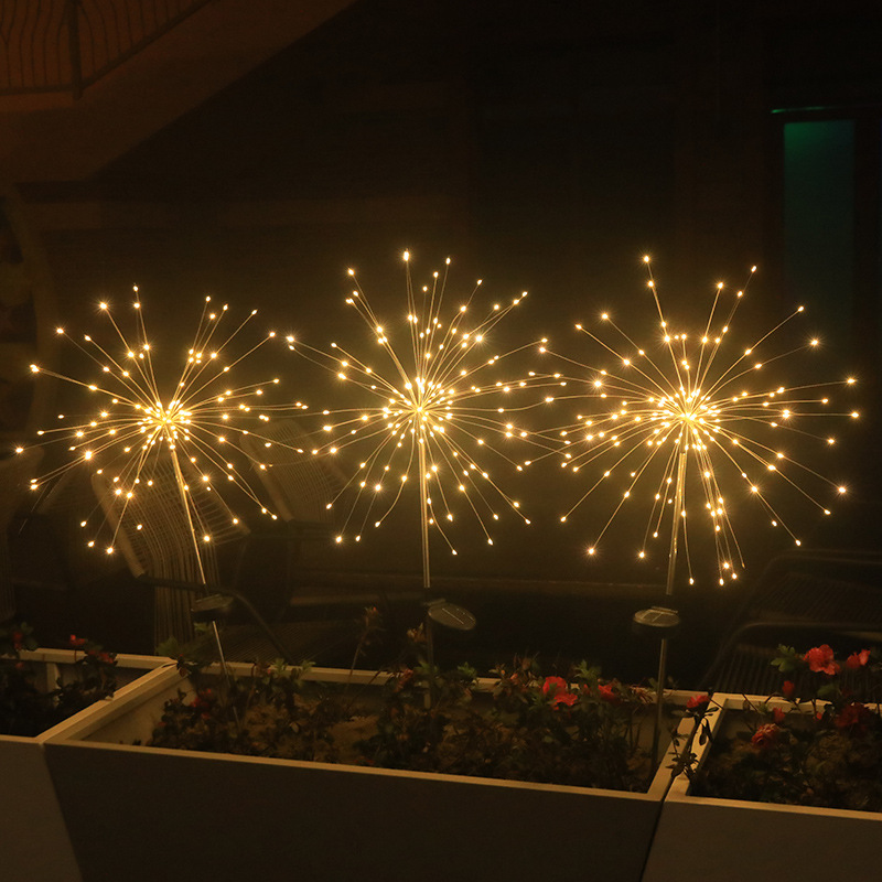 Lot De 2 Guirlandes Solaires Originalsoucing De 120 Led Pour Extérieur, Effet Feu D'Artifice, Étanches, 8 Modes De Clignotement, Jaunes, Idéales Pour Décorer Pelouse Et Jardin.