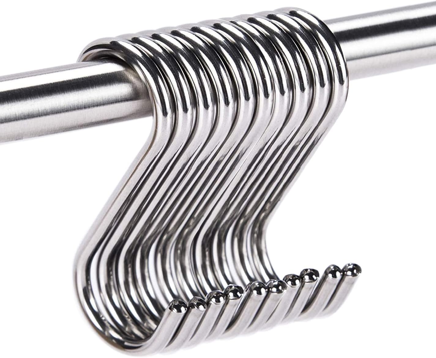 Lot De 10 Crochets De Suspension En Acier Inoxydable En Forme De S. Idéaux Pour Ranger Vêtements, Ustensiles De Cuisine Et Accessoires De Chambre Ou De Salle De Bain. Fil De 4 Mm De Diamètre, Longueur