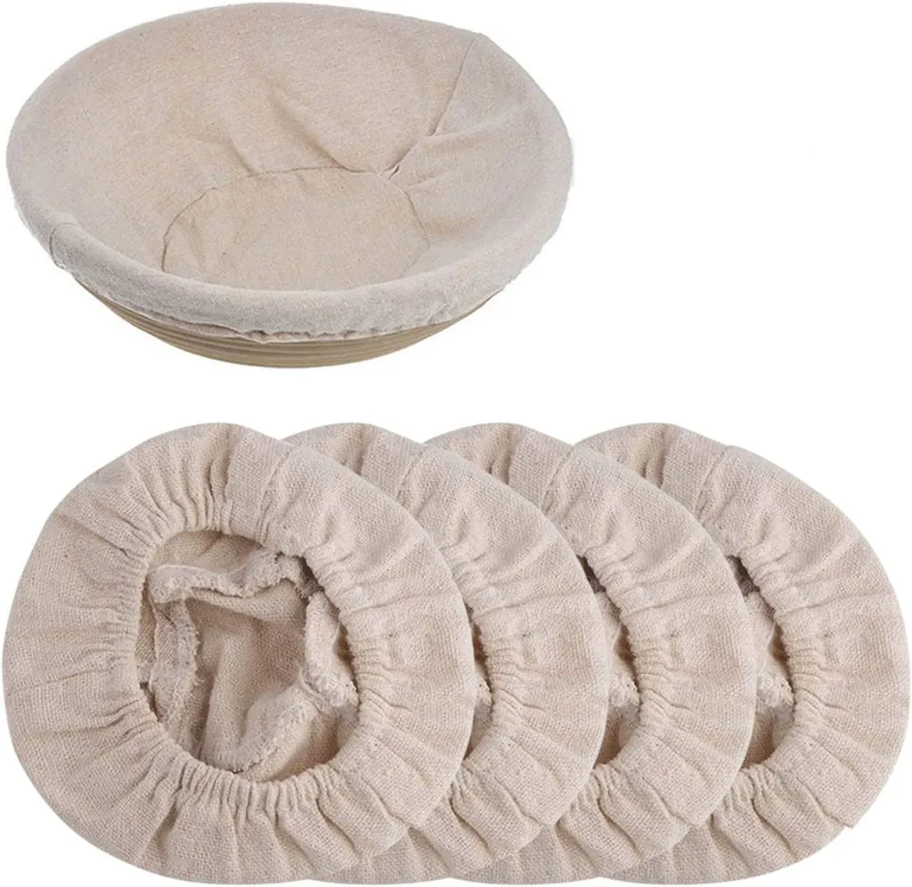 4 Pièces Rond Leineneinsatz Pour Brot Gärkörbchen Gärkorb, 24 9 Cm, Rundbrot Proofing Basket Tissu Liner Brot Banneton Proofing Basket Tissu Liner Sauerteig Banneton Proofing Tuch Rattan Backteig
