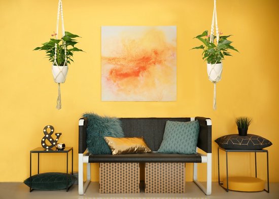 Hangende Manden Pot Plantenhanger Indoor Muur Opknoping Planter Mand Katoenen Touw Met Kralen Boheemse Home Decor For Thuis Veranda Balkon Raam Plantenmand Suspendu (4 Pièces)