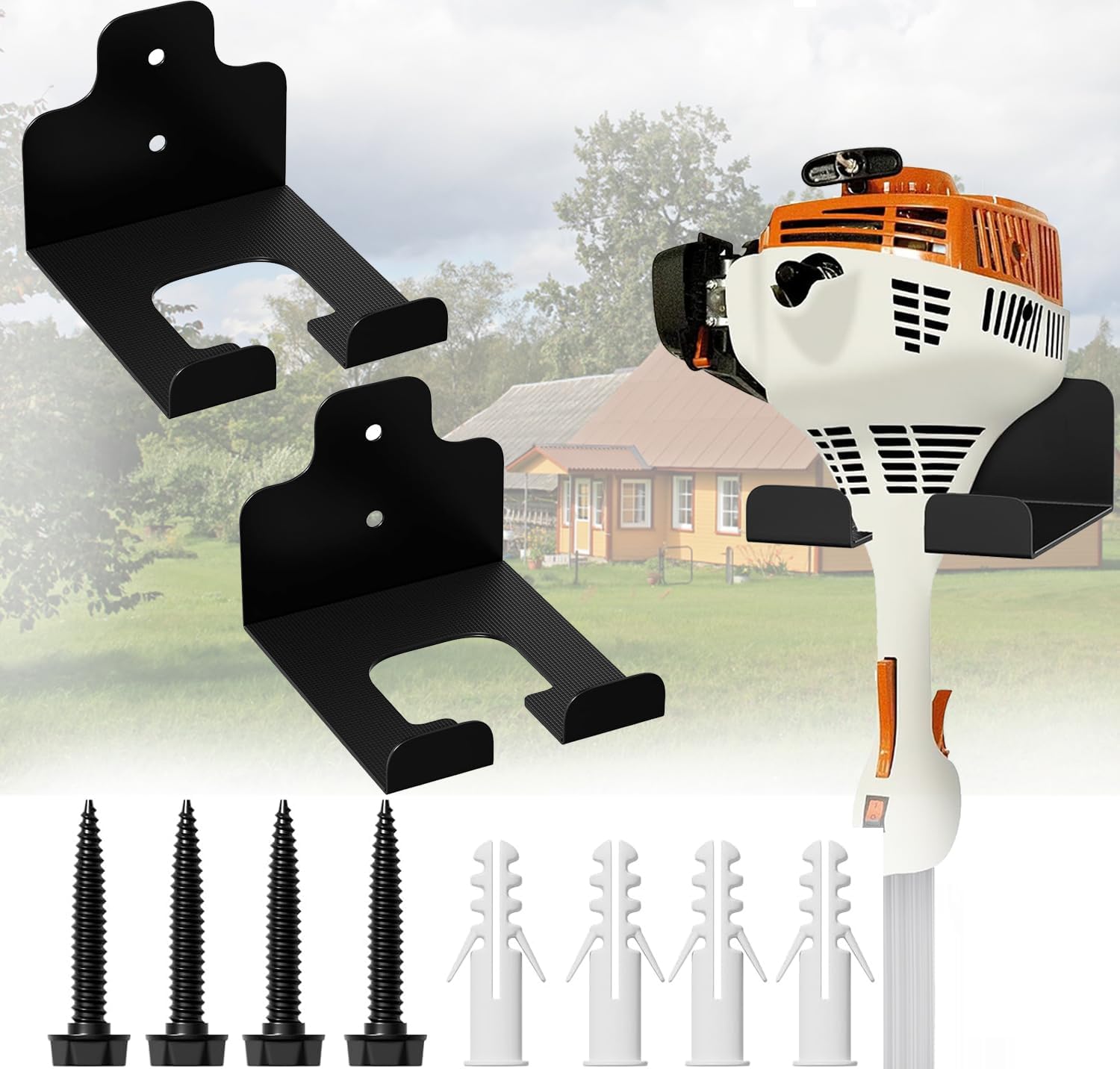 Pcs Wall Mounted Grass Trimmer Rack, Heavy Duty Garden Tool Organizer For Garage Home Anti-rust Storage