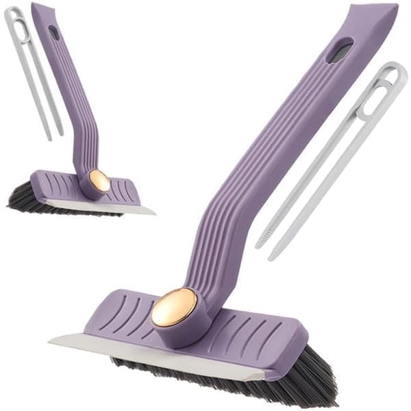 2-piece Cleaning Brush - 360° Rotating Brush With Scraper, Suitable For Hard Grout Brushes In Bathrooms And Kitchens