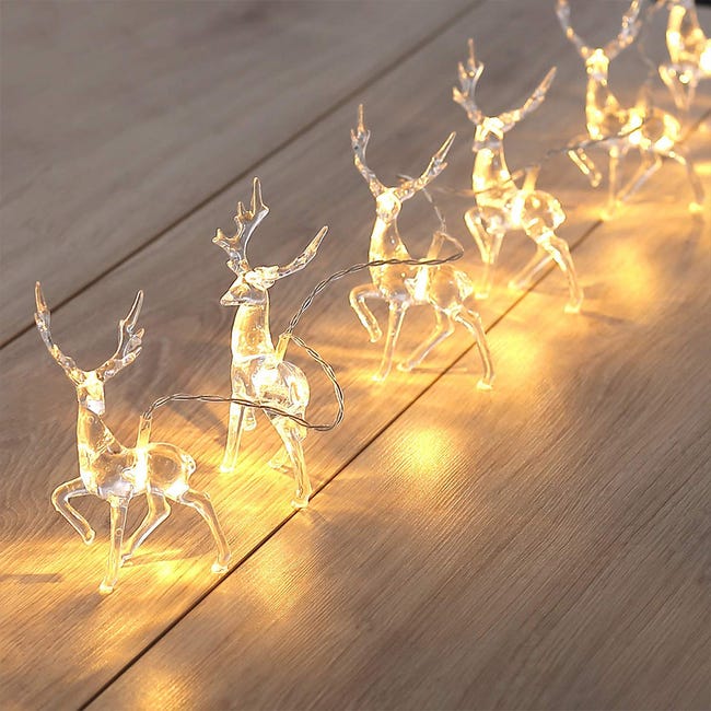 Guirlandes Lumineuses De Noël,guirlande Extérieure,guirlande Extérieure Led Blanche Chaude, Guirlande Extérieure De Renne De Noël, 3m 20 Lumières