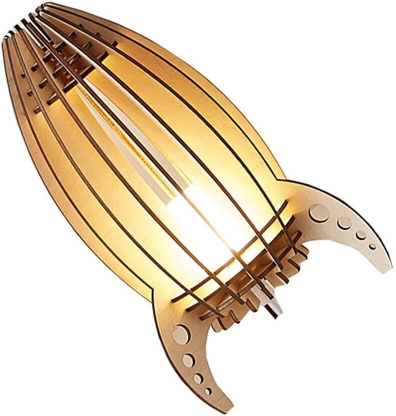 Lampe De Table En Bois En Forme De Fusée, Veilleuse Décorative Chaleureuse Pour Chambre Et Bureau