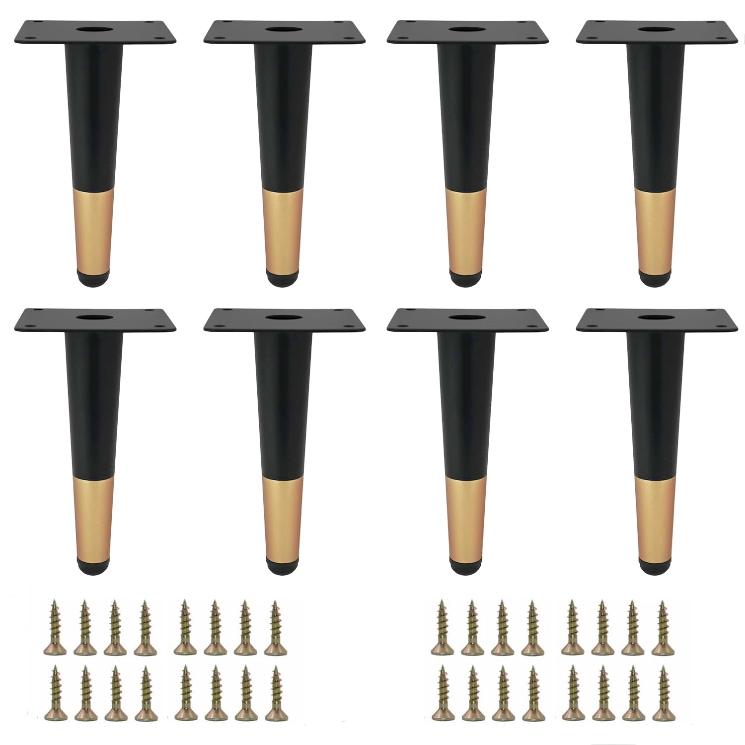 Pied De Canapé 2 Pièces - Style Simple - Pied De Meuble De Chevet Ou De Salle De Bain - Noir Et Or - Compatible Avec Robinetterie Droite - 15 Cm