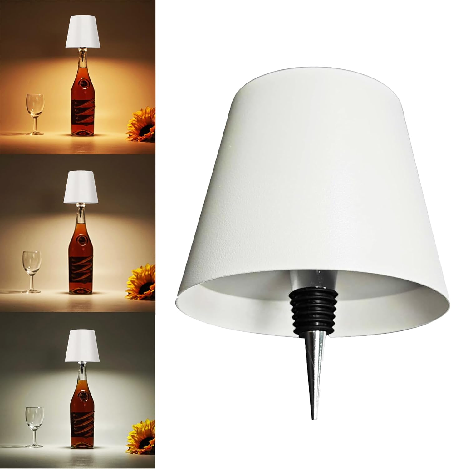 Led Wine Bottle Light, Wireless Touch Night Light, Tri-color, Rechargeable (white)