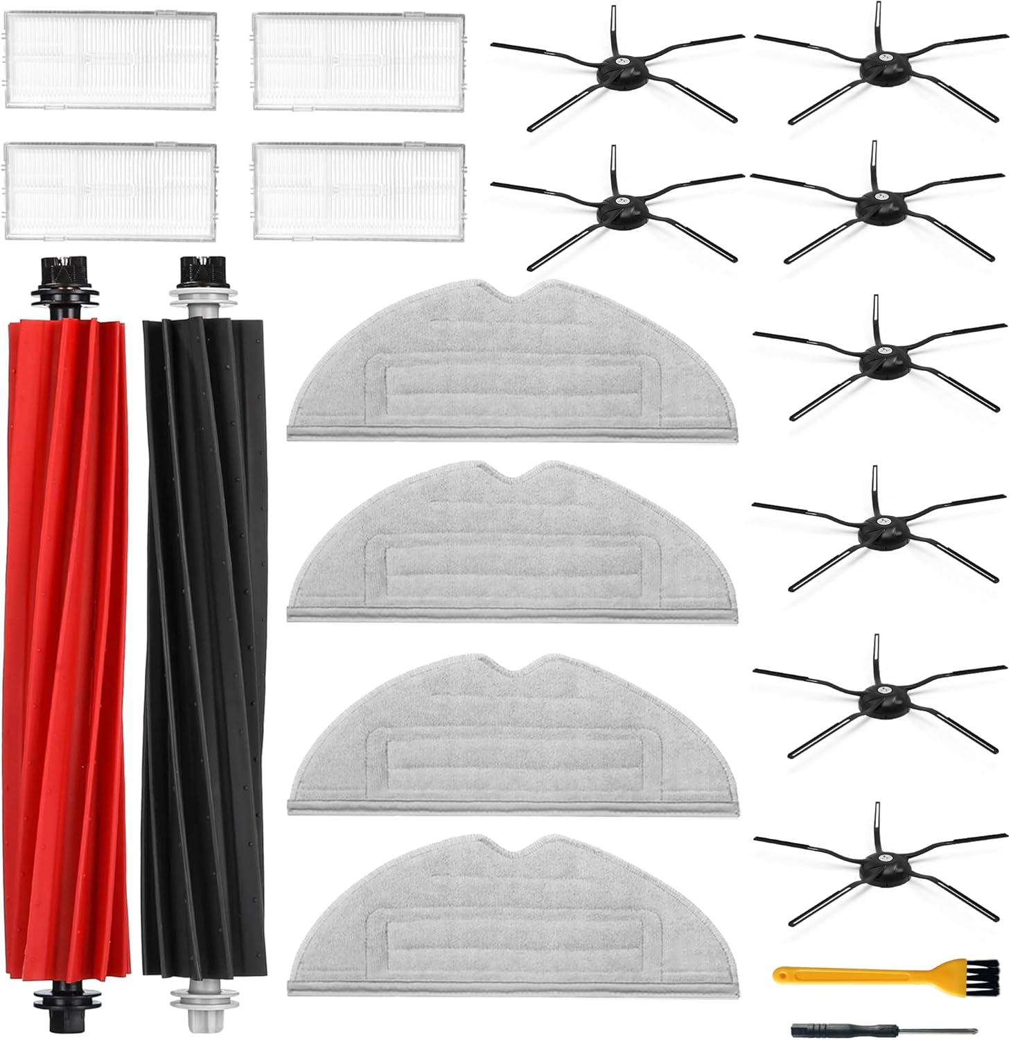 19 Accessoires Pour Roborock S8/s8+/s8 Plus Aspirateur, Pièces De Rechange Pour Roborock S8 Accessoires Avec 1brosse Principale Duoroller, 4serpillière, 4filtres, 8brosses Latérales(noir)