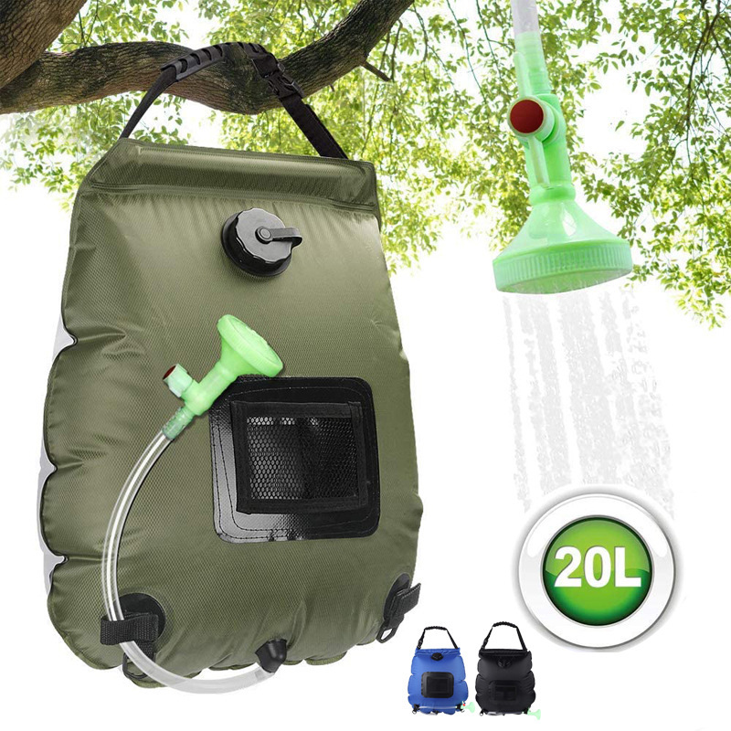 Sac De Douche De Camping À Énergie Solaire, Douche De Voyage 20 L Avec Pommeau De Douche, Avec Pommeau De Douche Commutable