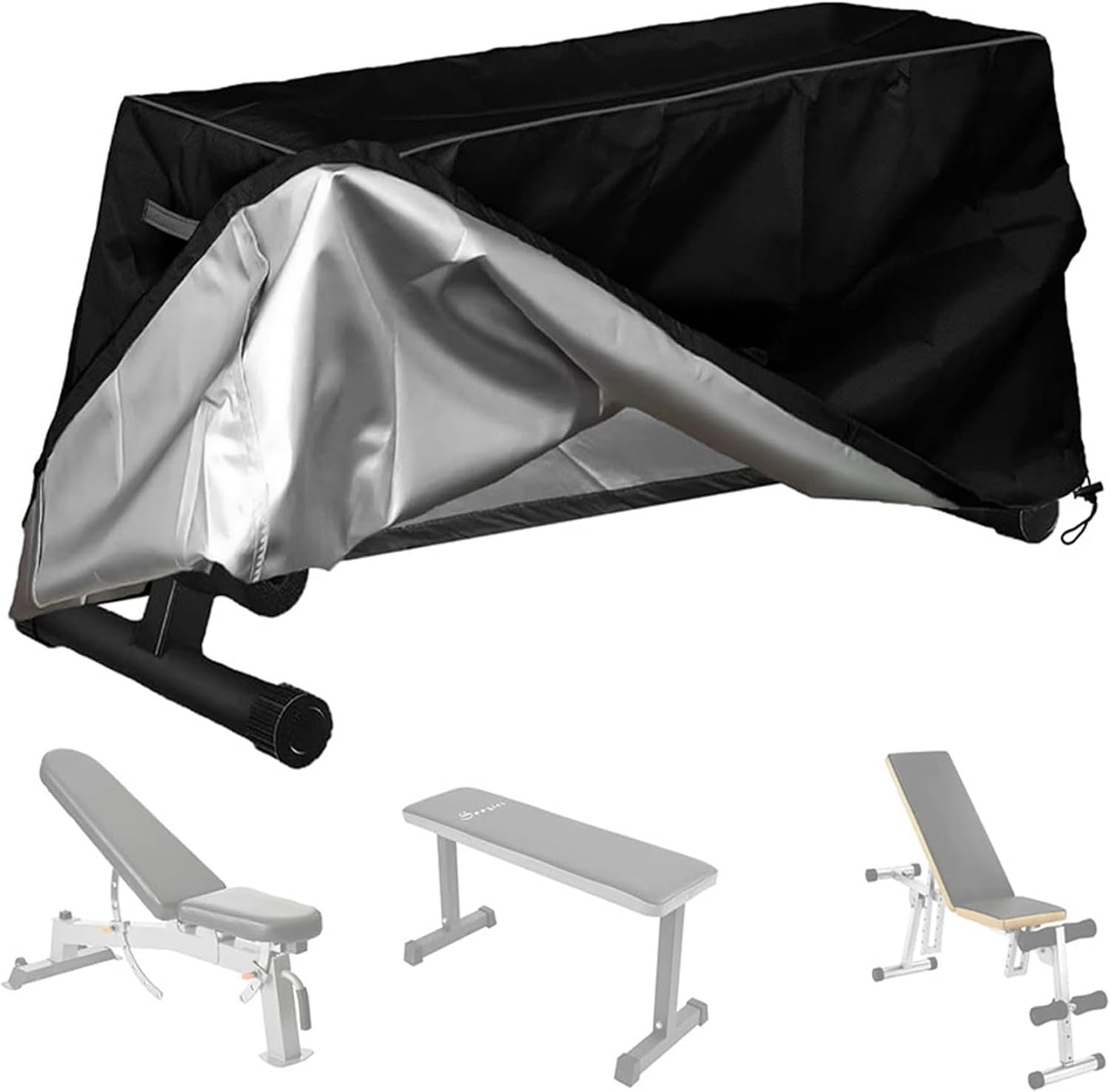 Housse De Banc De Musculation 150 X 46 X 52cm, Tissu Oxford, Imperméable Et Anti-poussière, Avec Aération En Maille Et Cordon Serrage, Housse Banc D'Extérieur Pour Planche Abdominale