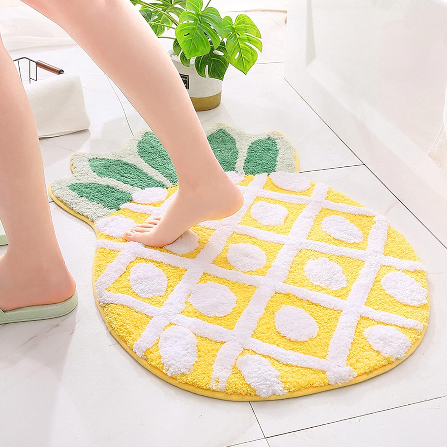 Tapis De Bain, Motif Fruits Jaunes, Tapis De Bain Enfant, Absorbant,tapis De Bain Pour Sol De Salle De Bain, Baignoire Et Douche, 80 X 50 Cm