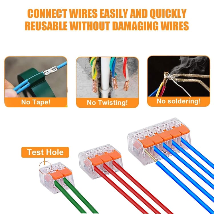 75 Pièces Connecteurs Électriques,raccord Électrique Connecteur Électrique Rapide 28-12 Awg, Pa/pc Ignifuge Connecteur De Fil Compact Conducteur