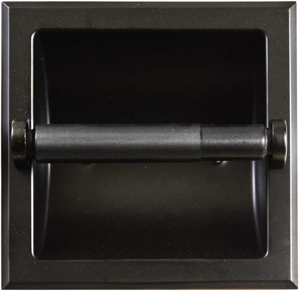 Matte Black Recessed Toilet Paper Holder, Heavy Duty Metal Wall Mount With Rear Mounting Brackets, Into Wall, Easy To In