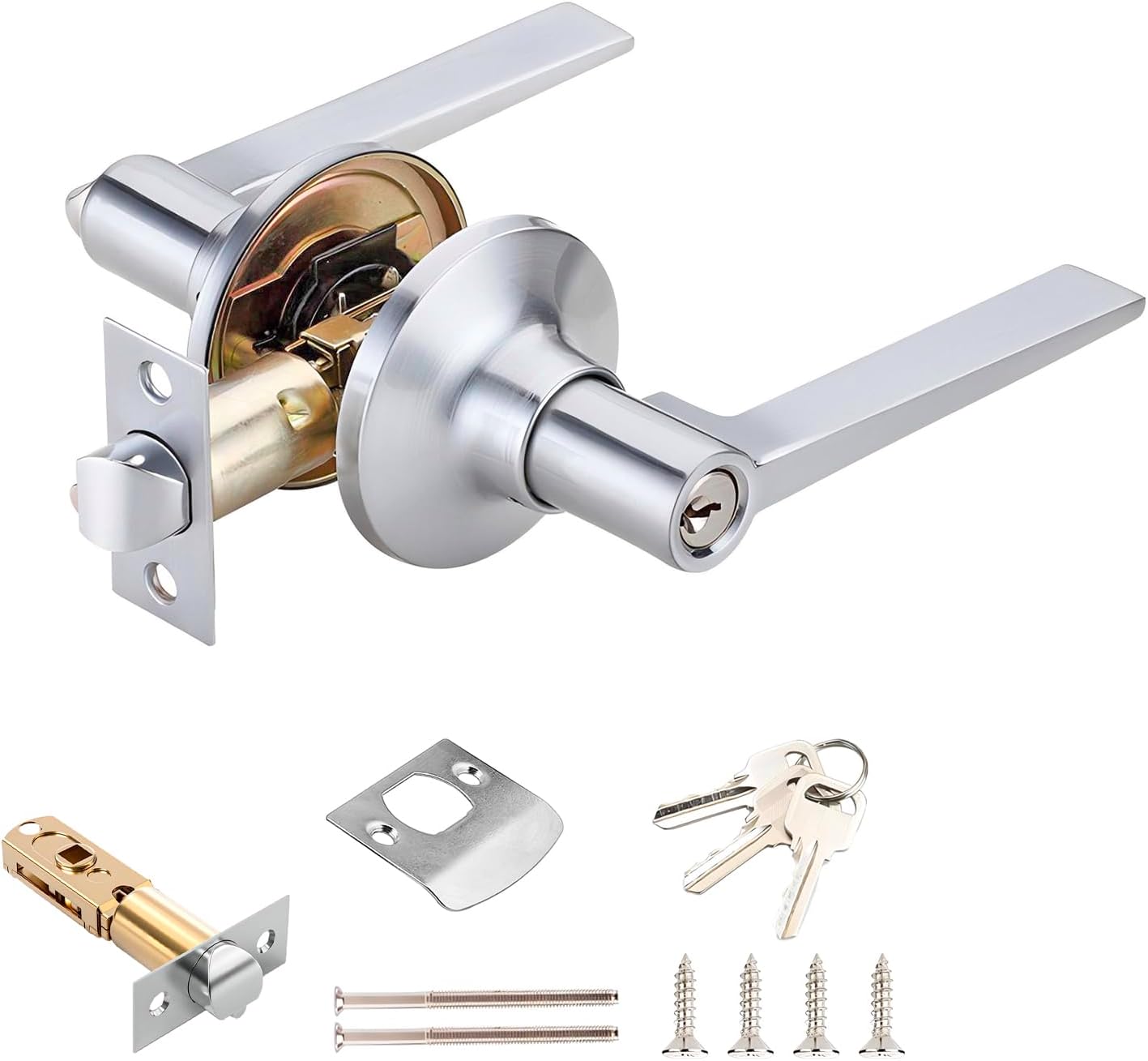 Qrity 1 X Serrure De Porte,serrure De Poignée De Porte Avec Clés,serrure De Porte Intérieure,ensembles De Poignées De Porte,taille De Verrou 60/70mm