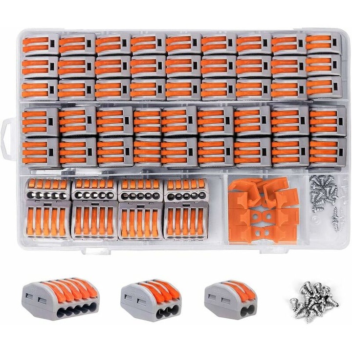 Set Conectori Electrici Rapid, 120 Pièces, Portocaliu, 19,8x13,4x3,8cm
