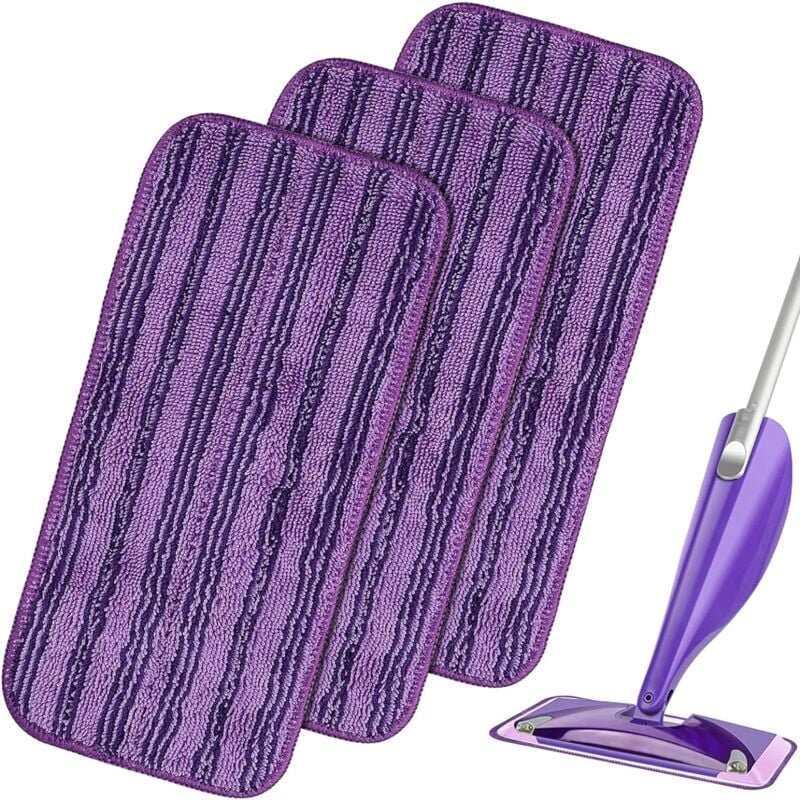 Choyclit 3pcs Lingettes Reutilisable,serpillières En Microfibre Remplacement,chiffon Rechange Pour Swiffer Wet Jet Balai Spray,tampons De Vadrouille En Microfibre Lavable-voilet