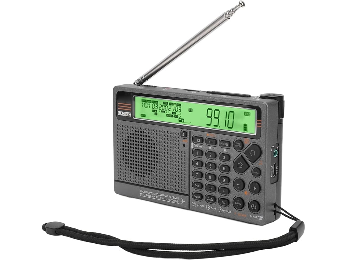 Rádio Portátil De Ondas Curtas, Rádio Multibanda Alimentado Por Bateria, Rádio Portátil Recarregável Verde Zeuxo
