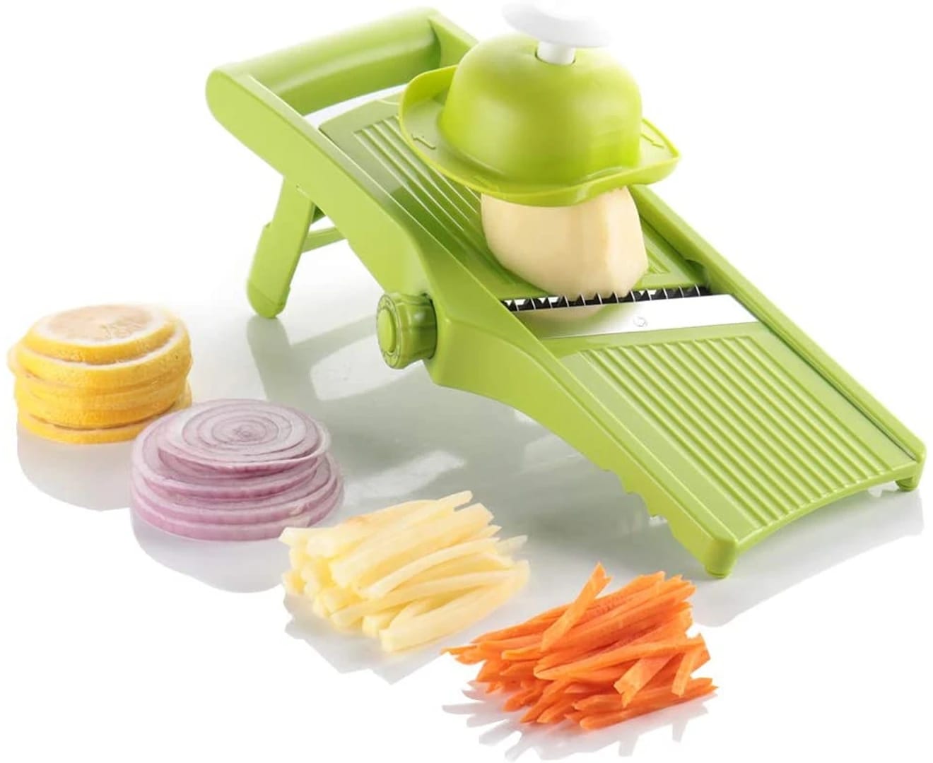 Vegetable Mandoline Potato Slicer ,fry Cutter For Onion Rings,chips And French Fries,green