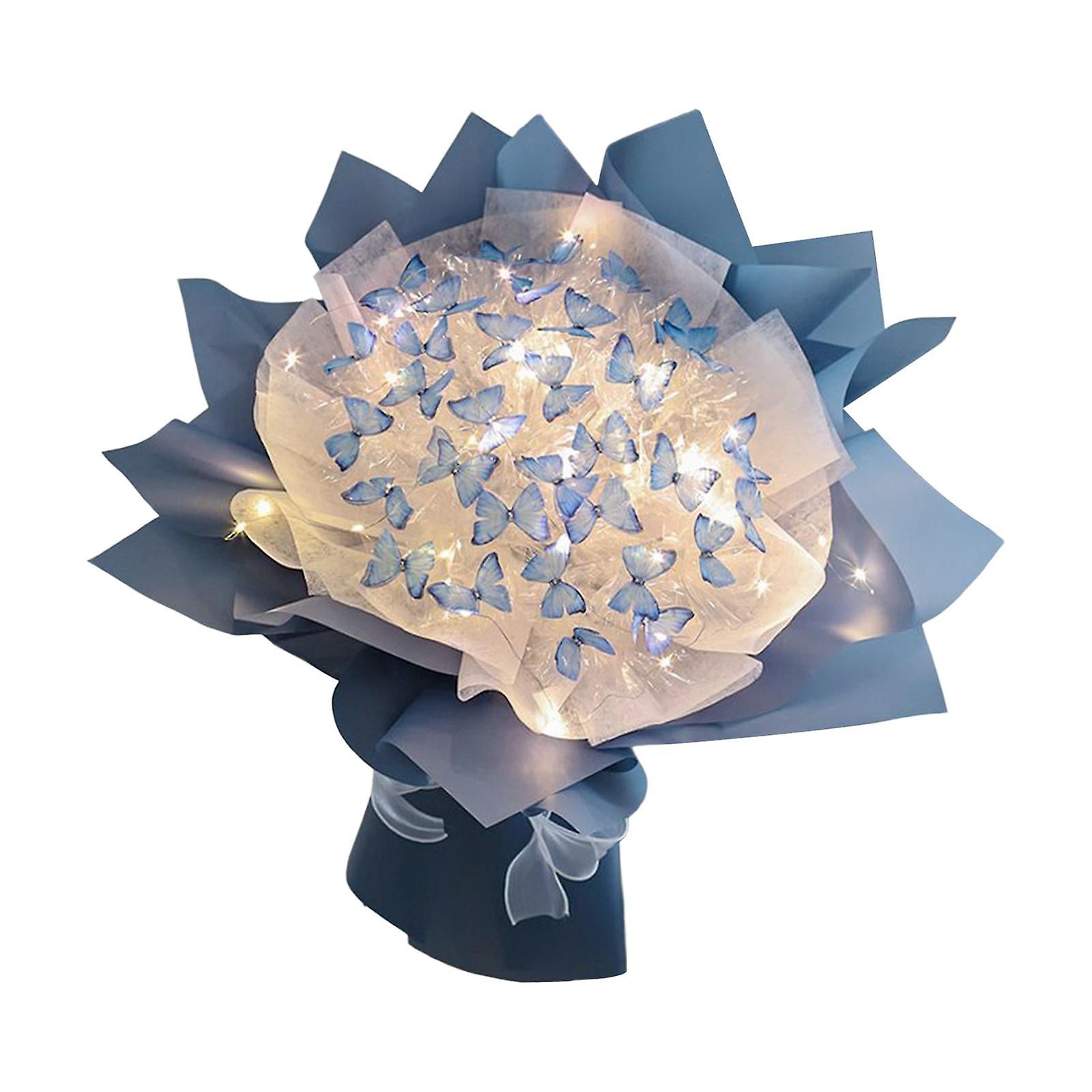 Bouquet De Fleurs Papillons, Kit De 52 Bouquets De Fleurs Papillons Avec Guirlande Lumineuse Led À Faire Soi-même
