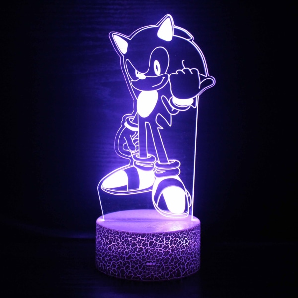 Lampe 3d Sonic Boy Sonic Avec Panneau Led Tactile Base Noire : Colorful Touch Zb-2624