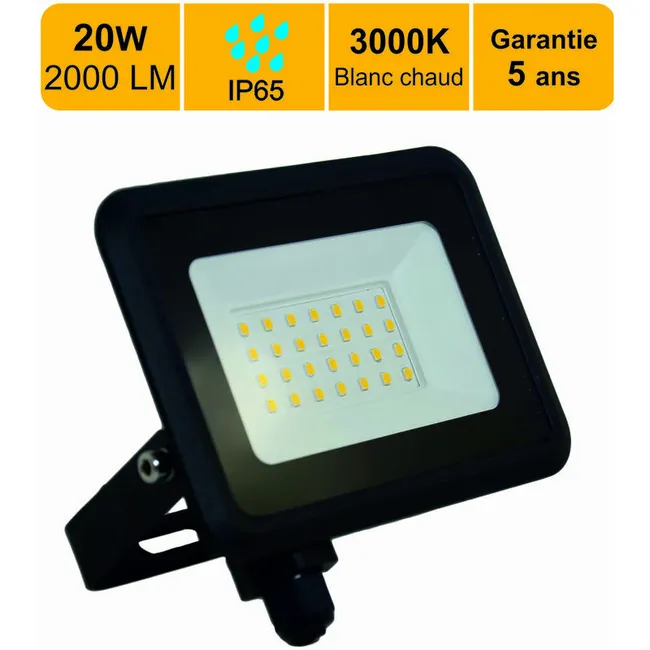 Projecteur Led 20w 2000 Lm 3000k Ip65 - Connexion En Direct - Garantie 5 Ans (sku Produit : 93626683 Sku Offre : 1024liu34)