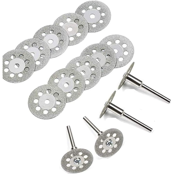 Set Discuri De Taiere Din Diamant, 30 Bucati, 22mm, Cu 6 Tije De Fixare, Pentru Lemn, Sticla, Metal, Piatra