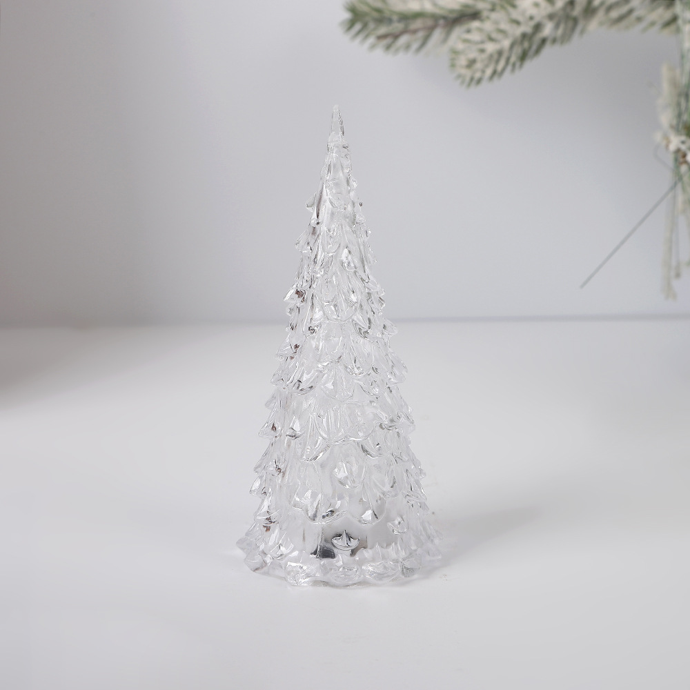 4 Décorations De Noël En Cristal Pour Table, Sapin De Noël, Guirlande Lumineuse À Fibre Optique