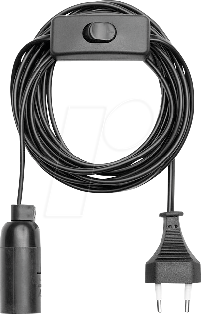 LM 9801S - Lampenfassung E14 mit Schalter, 3,5m Kabel Stecker, schwarz