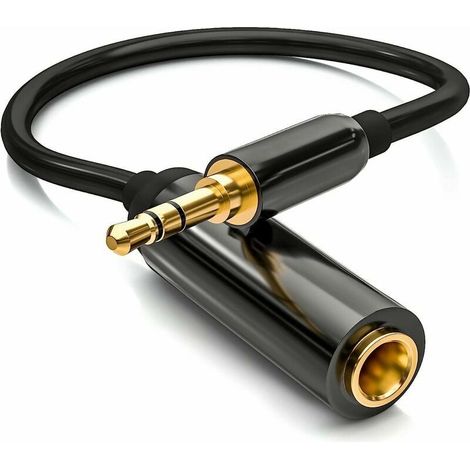 Cable Adaptateur Jack Stéréo 3,5 Mm Vers Jack 6,35 Mm Femelle Connecteur Plaqué Or Boîtier Aluminium Pour Casques, Ordinateurs Portables, Guitares, Pianos 30 Cm