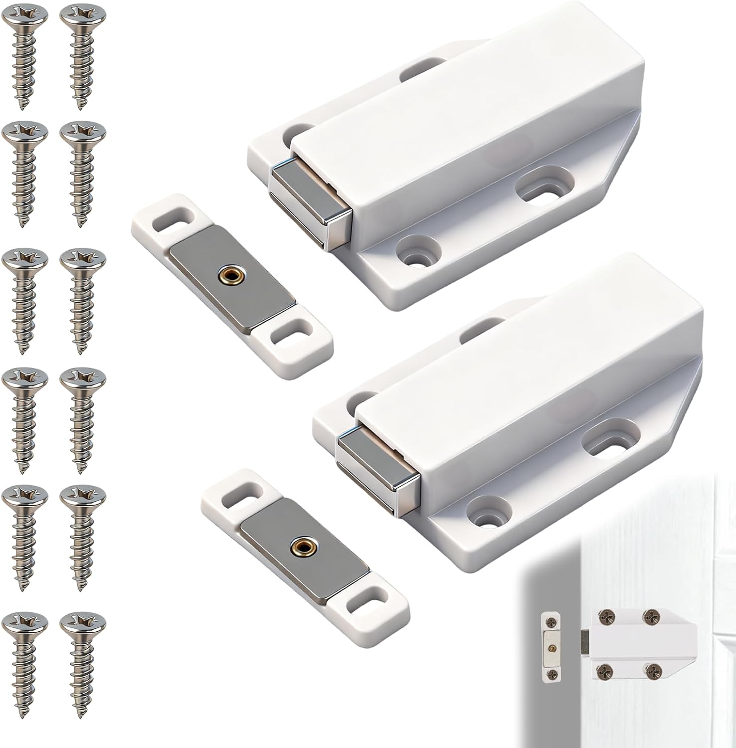 Lot De 2 Aimants Poussoir Push To Open, Loquets Magnétiques Pour Portes De Placard, Tiroirs De Cuisine Et Meubles, Système De Fermeture Pratique Et Élégant, installation Simple Et Flexible