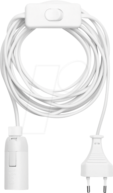 LM 9801W - Lampenfassung E14 mit Schalter, 3,5m Kabel Stecker, weiß