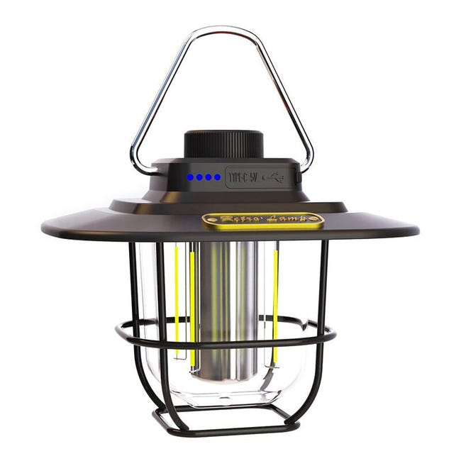 Camping Extérieur Lumière Led Rétro Cheval Lanterne Portable Tente Lumière Portable Usb Rechargeable Camping Lumière(ly02 Noir) (sku Produit : 94948960 Sku Offre : Lehuamwj326)