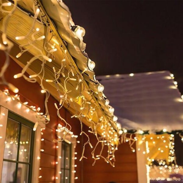 Guirlande Lumineuse De 20 M, 600 Led, Effet Glace, Pour Jardin De Noël, Blanc Chaud