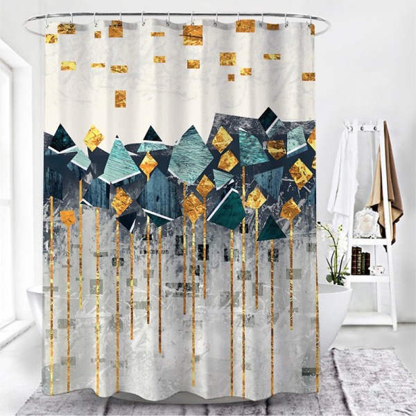 Geometrisk Grön Marmor Duschdraperi 180x180 Cm 1 Duschdraperi Polyester Tyg Anti-mögel Vattentät Tvättbar Badrumsgardin-
