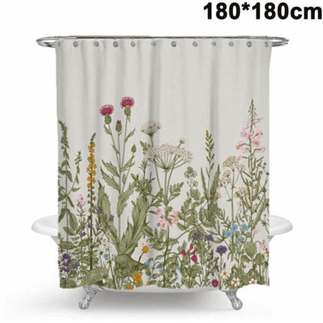 Mildew Proof, Anti-bacteria Shower Curtains, Washable Bath Curtain Polyester Fabric With 12 Shower Curtain Rings 180cm180cm