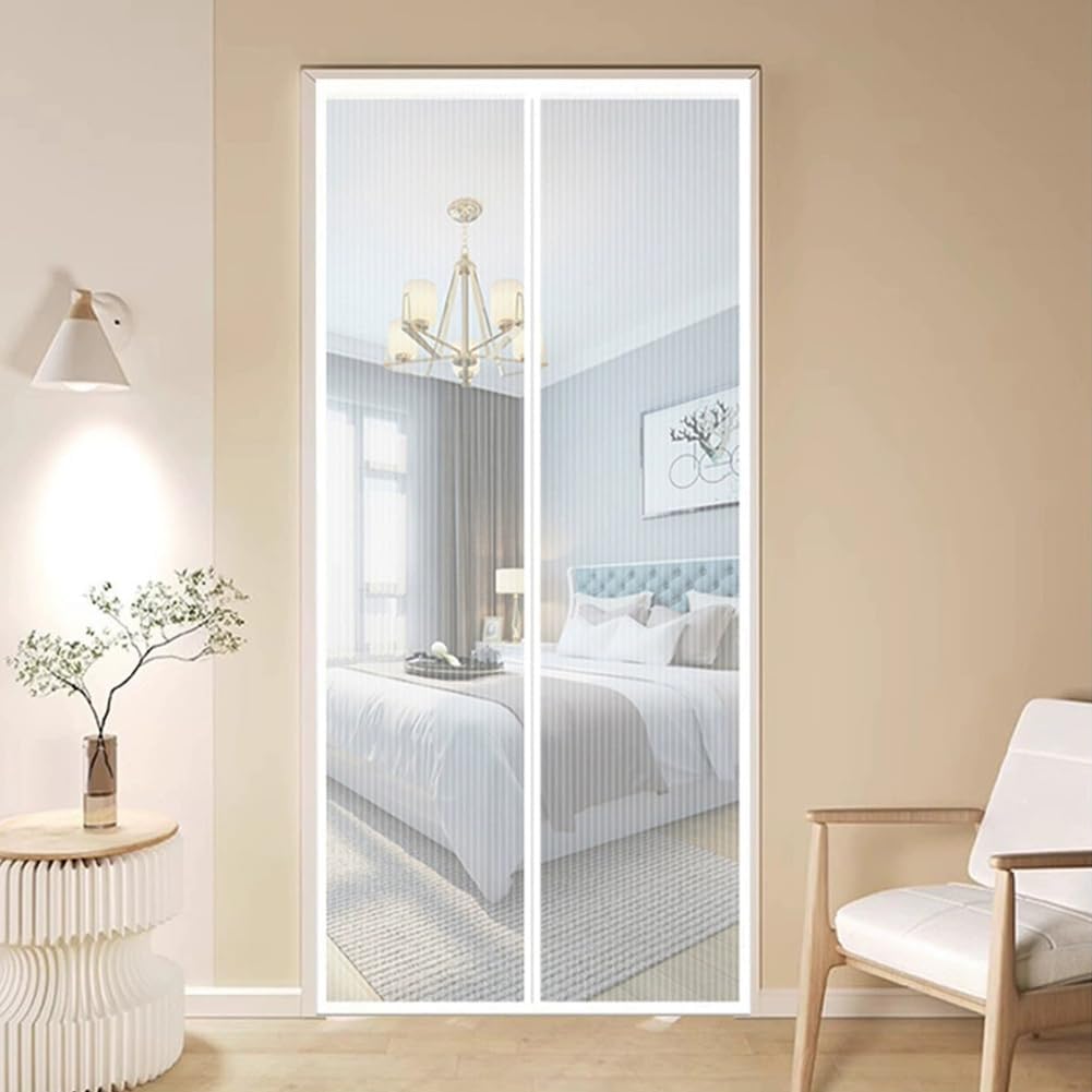 Zanzariera Magnetica Per Porte E Finestre 90 X 230 Cm – Maglia Ultrafine, Chiusura Automatica, Antizanzare, Traspirante, Con Striscia Adesiva – Bianco
