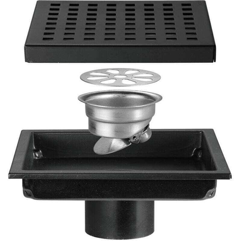 Siphon Douche À L'Italienne En Acier Inoxydable 15x15cm – Grand Débit – Design Carré – Installation Facile – Déodorant Intégré