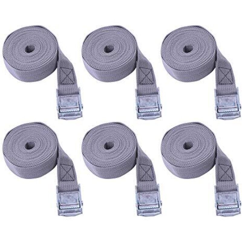 Pièces Sangle À Cliquet Sangle Arrimage, Sangles D'Arrimage Boucle Sangle Sangles De Serrage, Sangle Demenagement Pour Voiture Moto Velo Transport Et Rangement (25 Mm 2 M, Gris Beige)