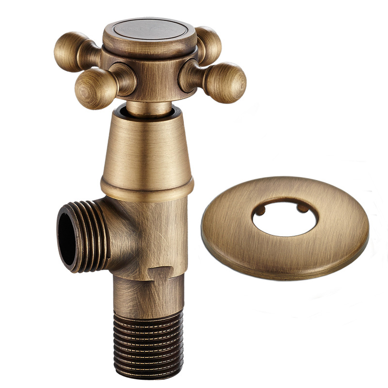 Vanne Triangulaire En Laiton, Vanne D'Angle En Cuivre De Salle De Bain G1/2 Vanne D'Arrêt D'Eau Chaud Et Froid Universelle Composants De Douche Raccord Universels