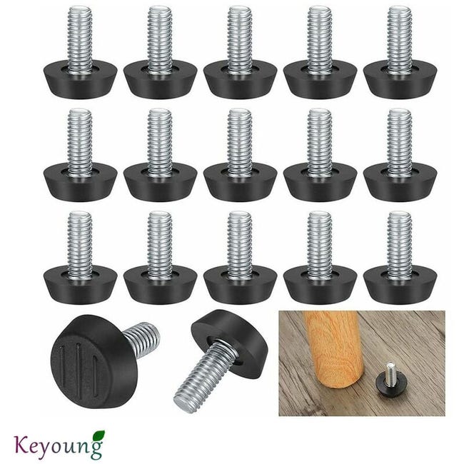 Lot De 22 Pieds De Nivellement Réglables Pour Meubles - M8 X 23 X 27 Mm - Vis Pour Pieds De Chaise