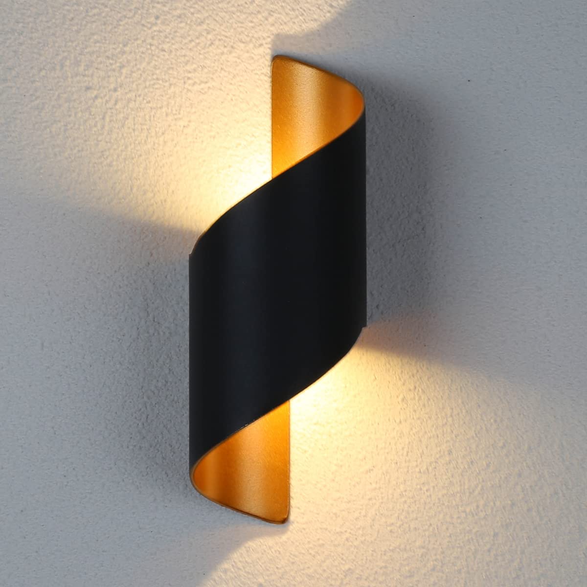 Applique Murale Led Moderne 10w, Noir - Lampe D'Intérieur/extérieur Spirale Métal 3000k Blanc Chaud, Éclairage Bar/chambre/cuisine