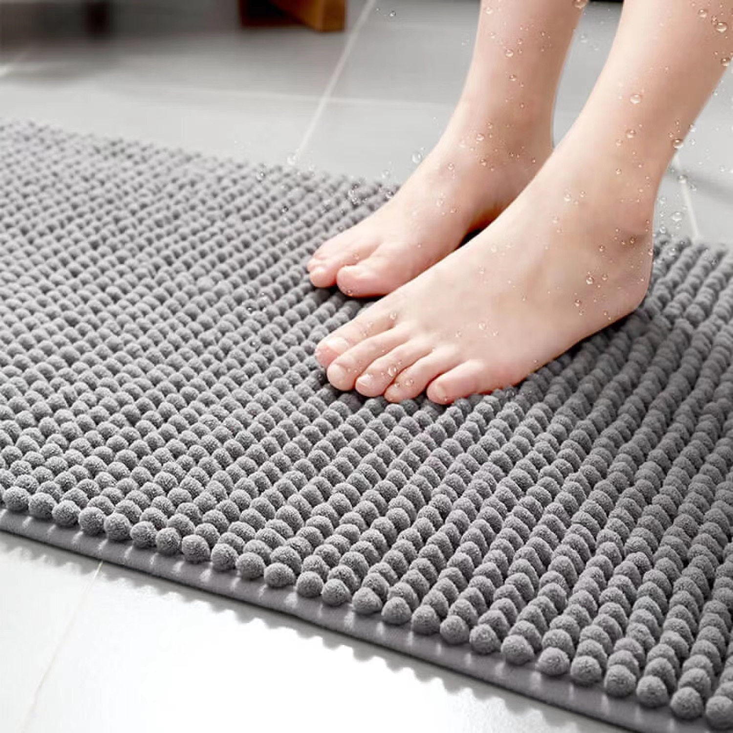 Alfombrilla De Baño Absorbant Antideslizante De 40 X 60 Cm (gris Oscuro), Para Ducha, Bañera, Inodoro, Cocina, Microfibre De Chenilla, Lavable A Máqu