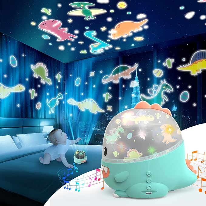 Projecteur Étoiles Dinosaure Bleu, Veilleuse Plafond, Cadeau Anniversaire Noël Bébés Tout-petits Adolescents Chambre