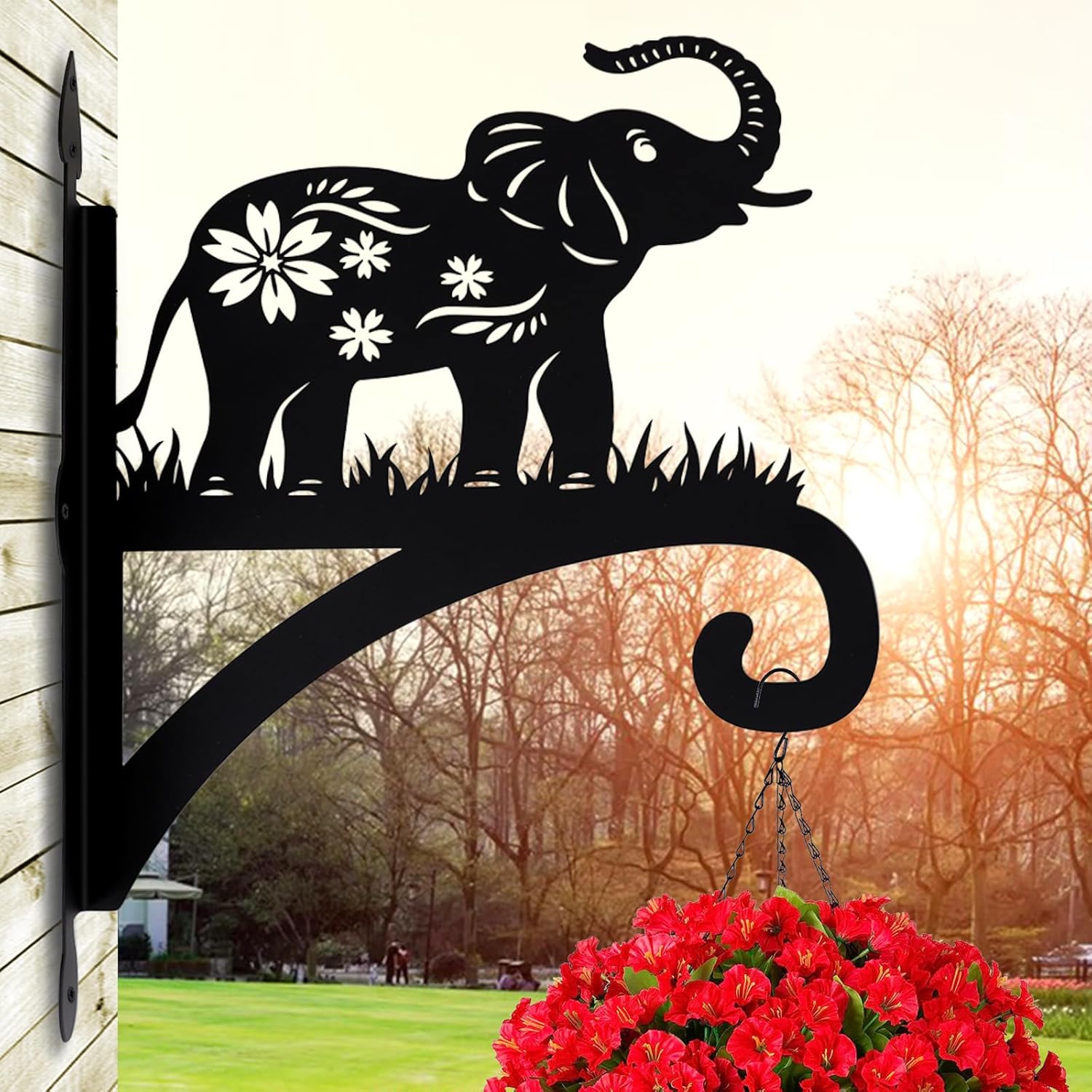 Support Mural En Fer Robuste Pour Plantes Suspendues, Crochets Décoratifs En Forme De Silhouette D'Éléphanteau, Suspensions Pour Plantes D'Extérieur
