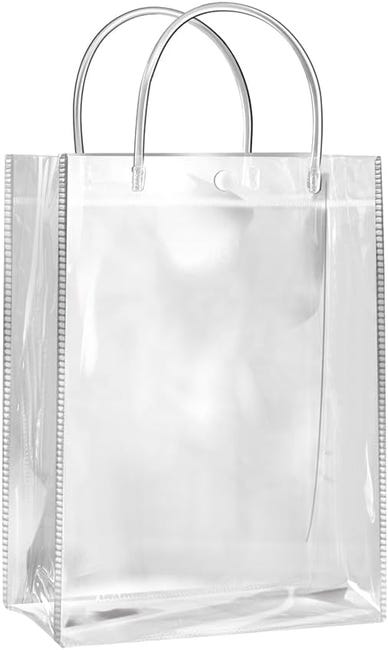 Lot De 5 Sacs Cadeaux Transparents Avec Poignées, Sacs De Course Étanches En Pvc (26x34x15)