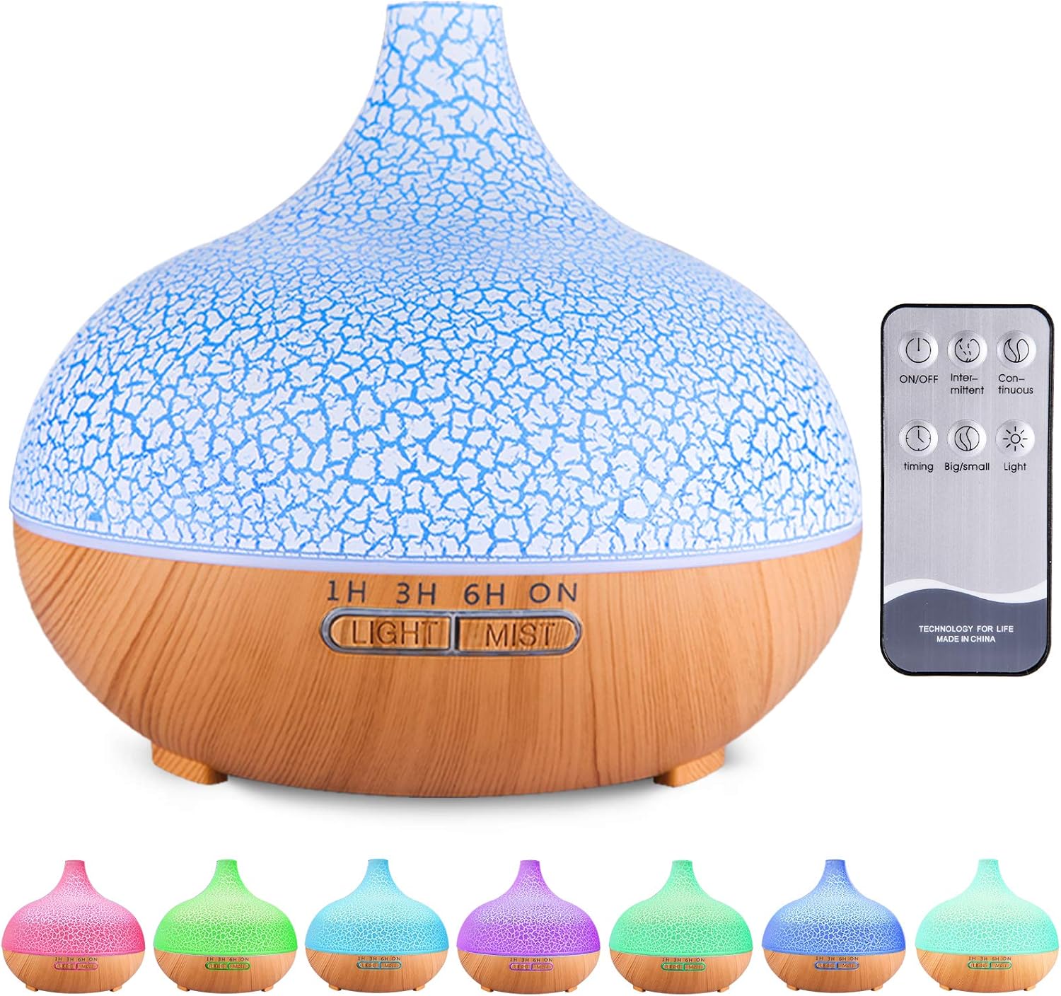 Diffuseur D'Huiles Essentielles,4000ml Ultrasonique Humidificateur Diffuseur Aromathérapie Electrique Avec Télécommande,7 Couleurs Lumières Led